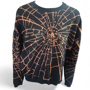 Hot Topic Black and Orange Spider Web Sweater